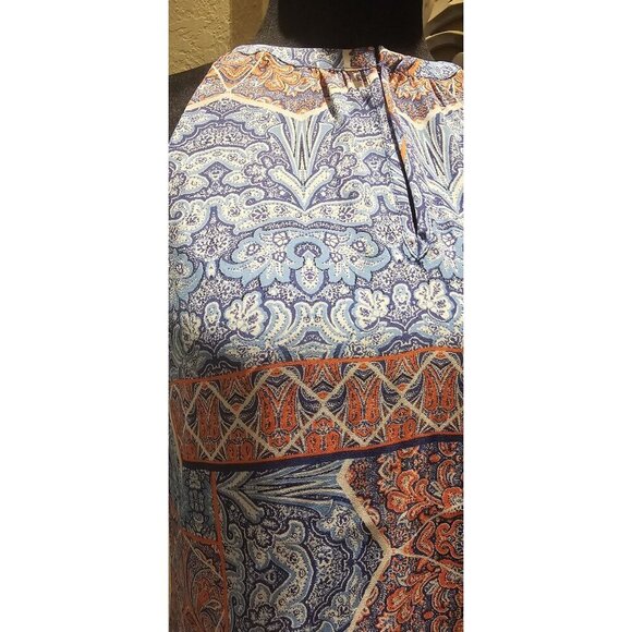 St. Tropez Sleeveless Blue & Orange Halter Neck Paisley Print Women's Top - Picture 4 of 4